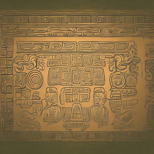 Prompt: Create a digital illustration of a Mayan cave wall painting