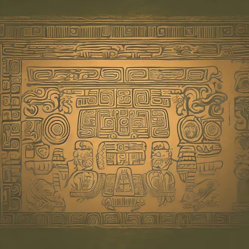 Prompt: Create a digital illustration of a Mayan cave wall painting