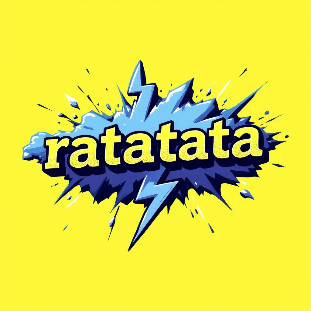 Prompt: Le texte "ratatata" dans un eclair ou flash type comics pour supperposition video
