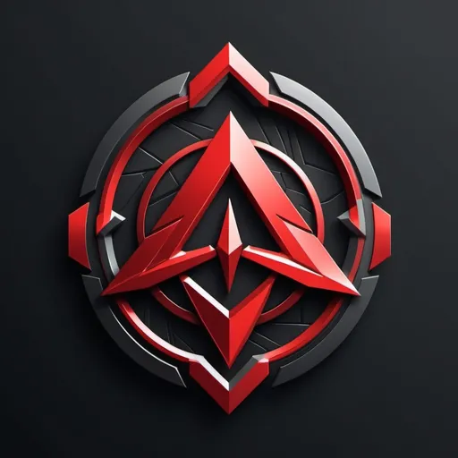 Prompt: geometrical shapes in red hues for a pro-gaming team logo with Metallic arcane symbols around it 