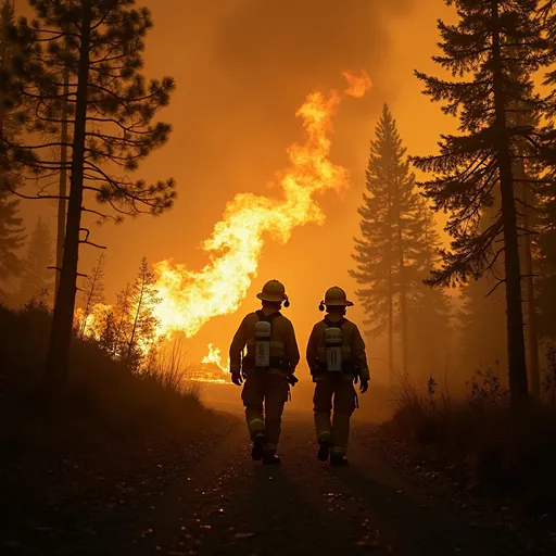 Prompt: firefighters forest fire
