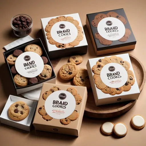 Prompt: brand cookies design modern packaging  and marketing
