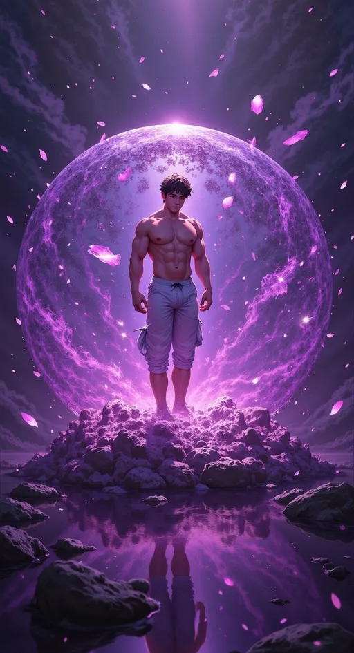 Prompt: Highly detailed gorgeous Glass_sphere with a (softer, less defined) man, inside surrounded_by fairy dust, photorealistic purple and purplecreamfairy filling the sphere, spectrum of heart, Love energy, ::Perfect_proportions, a masterpiece, 4k_resolution, fantasy_concept_art, dynamic_lighting, photorealistic, intricately_detailed, Splash screen art, deep_color, volumetric lighting,stunning, mythical fairy, energy, molecular, textures, iridescent and luminescent, breathtaking beauty, pure perfection, divine presence, unforgettable, impressive, breathtaking beauty, Volumetric light, auras, rays, vivid purple tones reflects