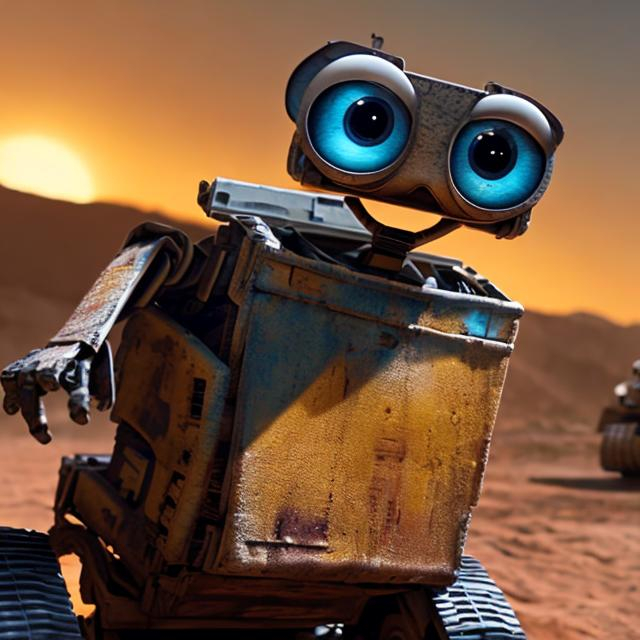 Prompt: Wall-E after 300 years