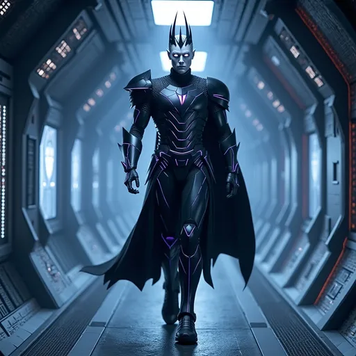 Prompt: @Z0iYgrWVN8NGDkLYKu0u is walking through a spaceship interior. 