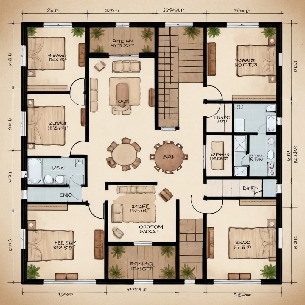 Prompt: Mud house floor plan 