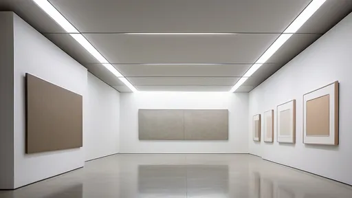 Prompt: Minimalist contemporary art museum interior featuring a single large neutral wall only, smooth light gray plaster or refined concrete texture with subtle natural imperfections, straight-on front-facing architectural perspective, flat wall composition, expansive negative space, calm institutional atmosphere. Soft museum-grade ceiling lighting with a wide diffused spotlight gently illuminating the center of the wall, subtle light gradient with natural falloff, no visible light source, no harsh shadows. Ultra-realistic architectural photography style, balanced exposure, matte neutral tones, timeless and quiet gallery aesthetic.