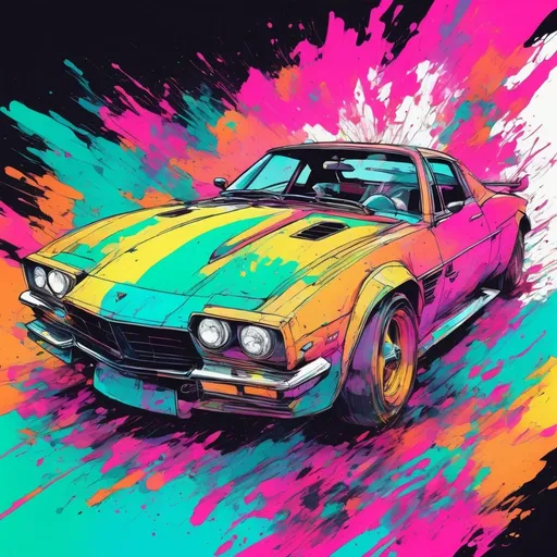 Prompt: vibrant inkpunk style photo of a sports car