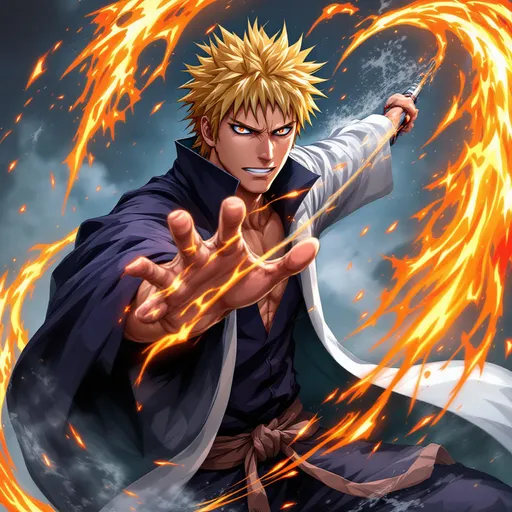 Prompt: Crea una imagen de ichigo kurosaki    
Con su bankai
