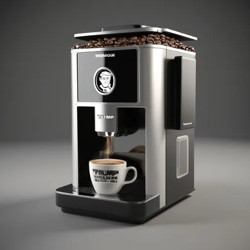 Prompt: wendougee coffee machine, 3d element, with Trump element