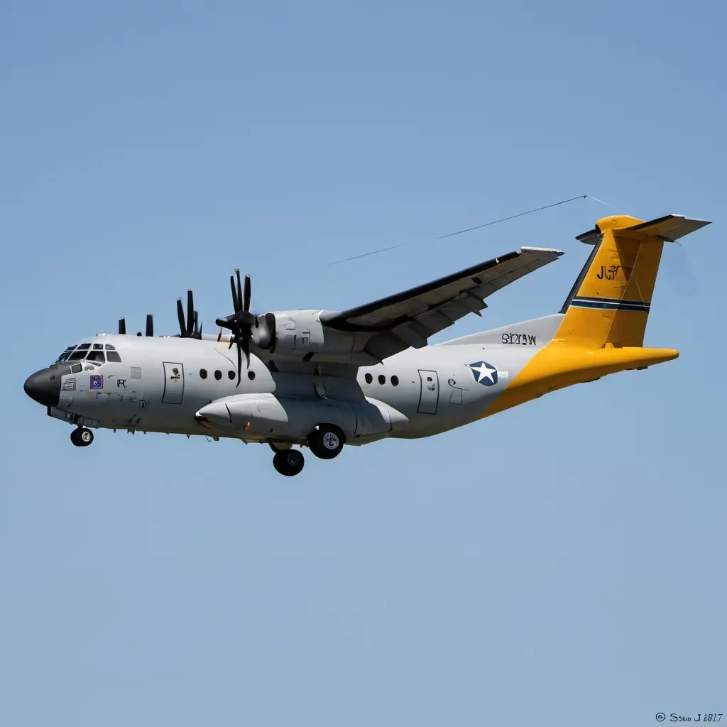 Prompt: C-27J Spartan doing a roll