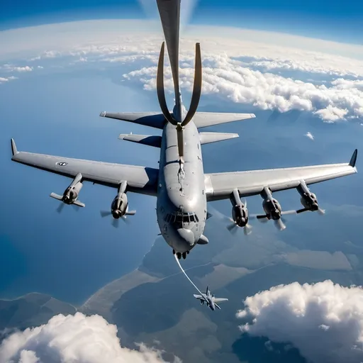 Prompt: c130 hercules being refueled by a kc46 pegasus