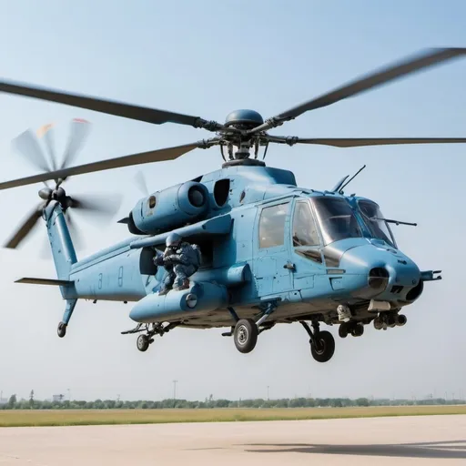 Prompt: cool military helciopter blue color