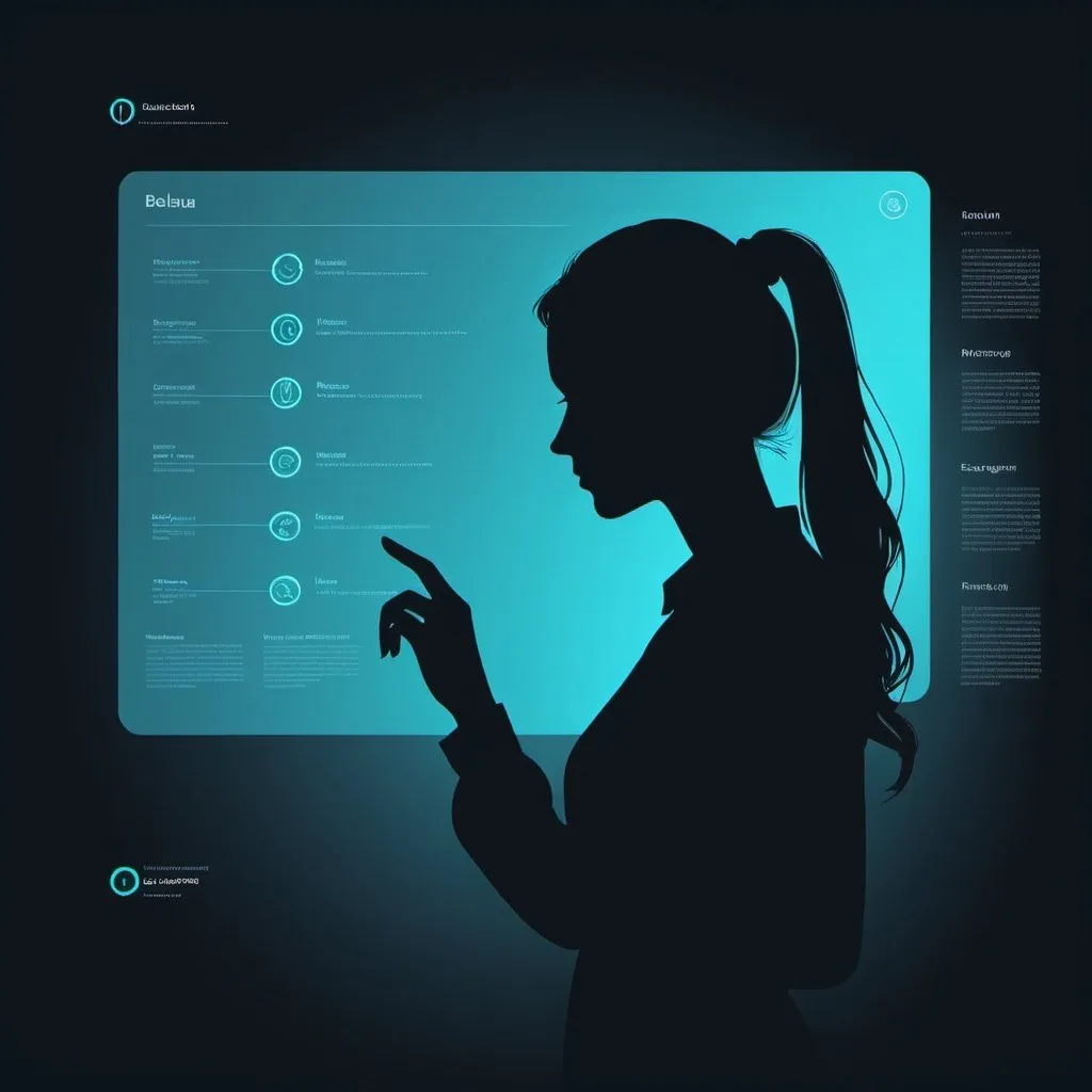 Prompt: Image of the silhouette of a woman who is engaged in UX|UI design. Belarusian theme. 