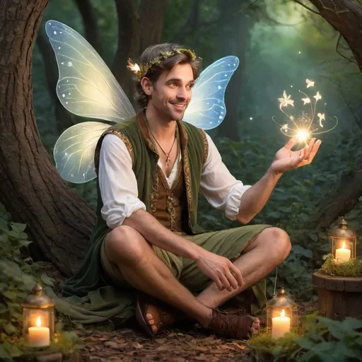 Prompt: Male fairy story teller