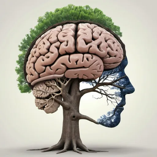 Prompt: A brain sagital section combined with a tree