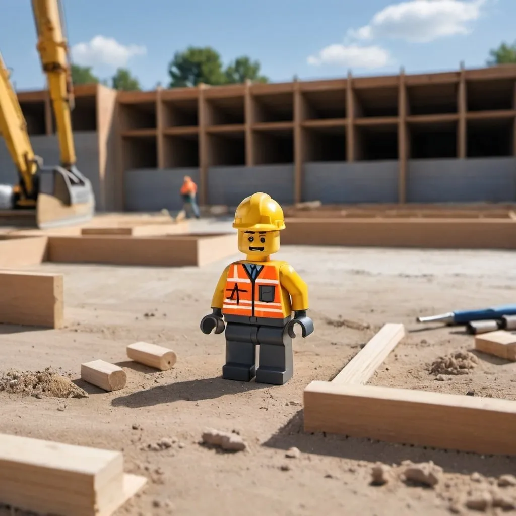 Prompt: A picture of a construction project that looks like a mini figure