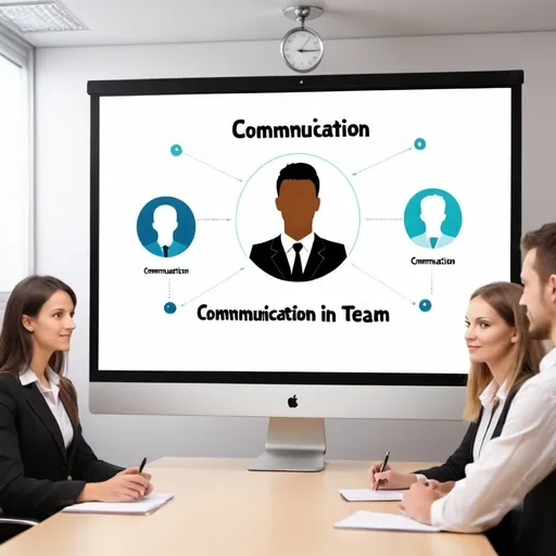 Prompt: Create a picture for presentation slide with name - communication in the team