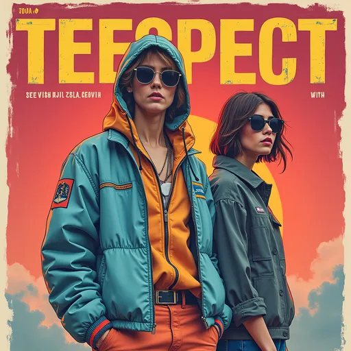 Prompt: A retro futuristic streetwear fashion magazine with text name "TeeSpect" and other fashion topics on the cover in English