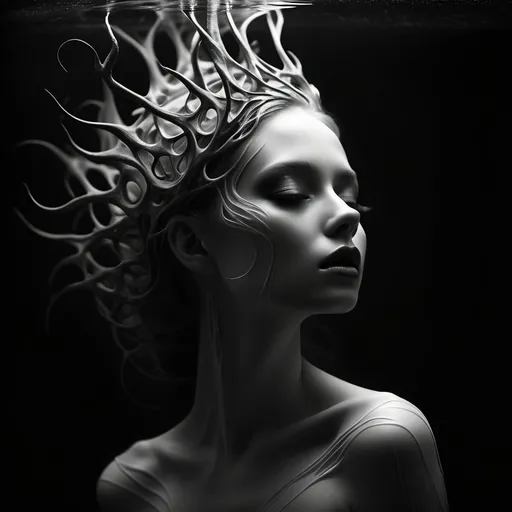 Prompt: isturbing) elegance, light contrasted with darkness, shadows embracing luminescence, surreal textures, otherworldly presence, hint of divine malevolence, notion of chaos materialized, dreamlike atmosphere, (ultra-detailed), mesmerizing yet unsettling, (high contrast) between vibrancy and obscurity, depth of emotion, an exploration of existential themes