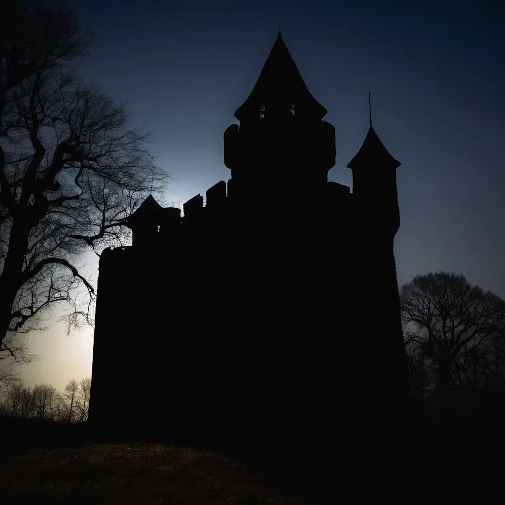 Prompt: Haunted fort,1329,silhouette lighting, shot on 70mm,german gothic