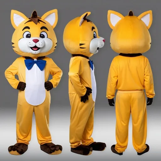 Prompt: cat mascot costume for high school 3 pictures with side and back view