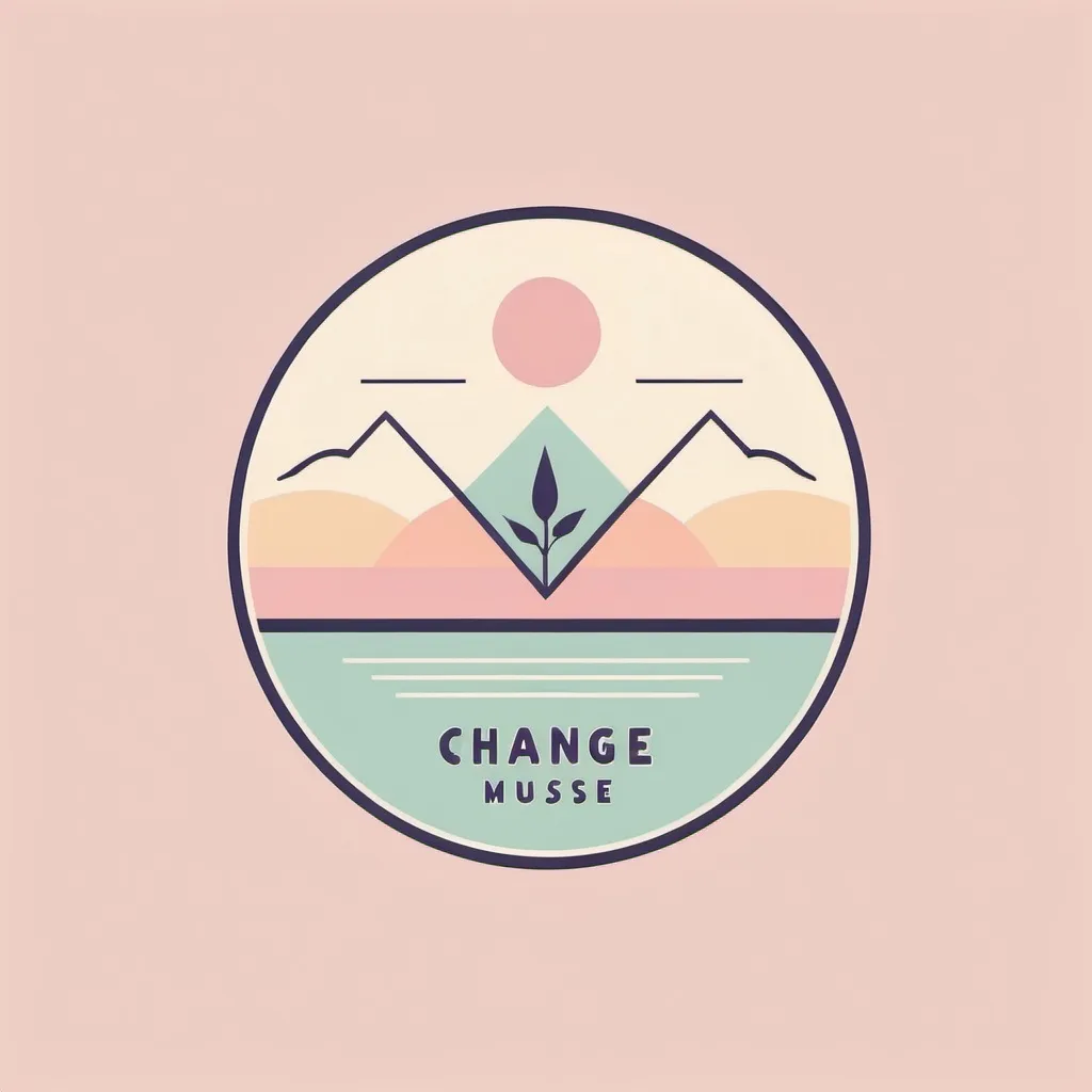 Prompt: a minimalist logo design, pastel colors and a retro aesthetic, change, substance use, 