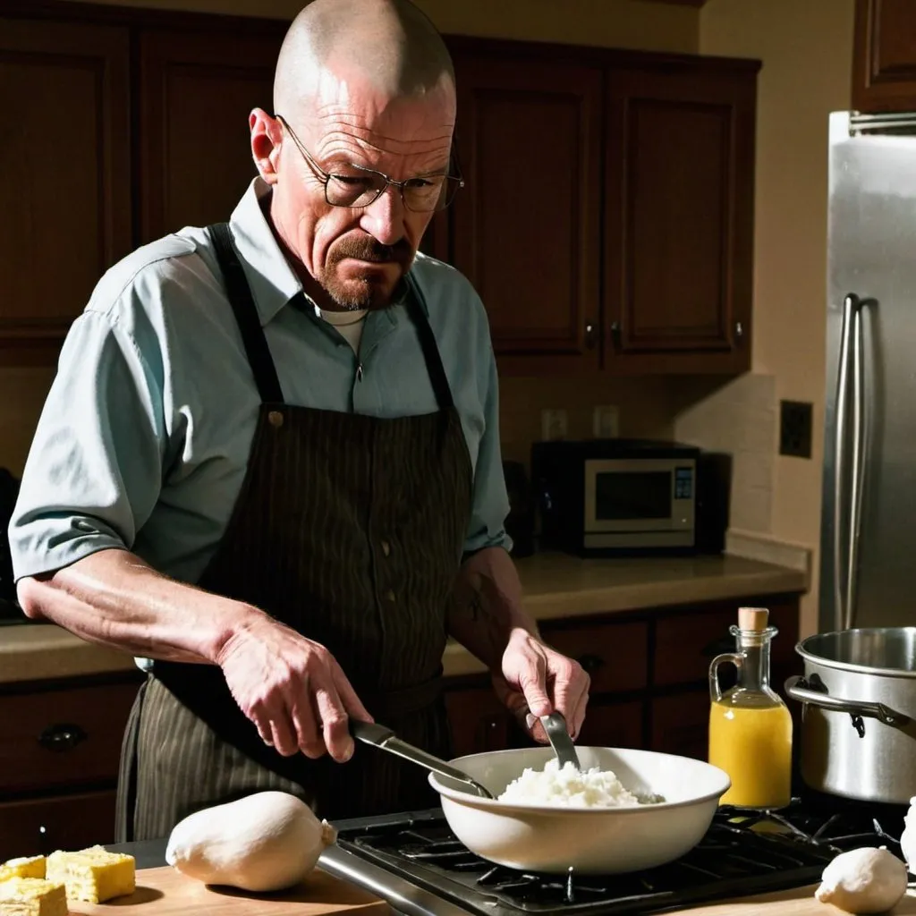 Prompt: Walter white cooking