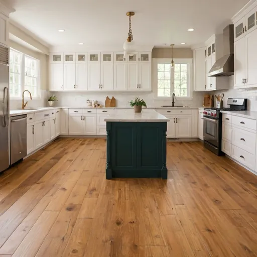 Prompt: a kitchen with wood floor