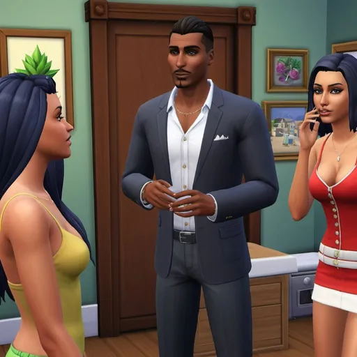 Prompt: Sims 4 gameplay, caught cheating, Don lothario