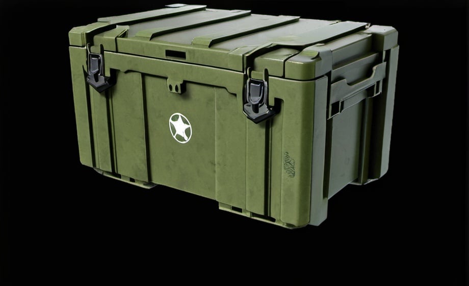 Prompt: green military weapon crate