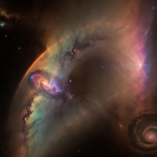 Prompt: A rainbow hourglass nebula