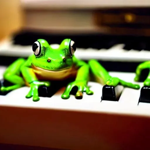Prompt: Frog on a piano