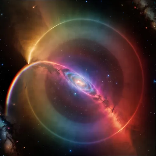 Prompt: A rainbow hourglass nebula