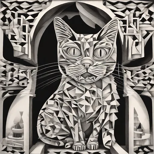 Prompt: A cat in the style of M. C. Escher