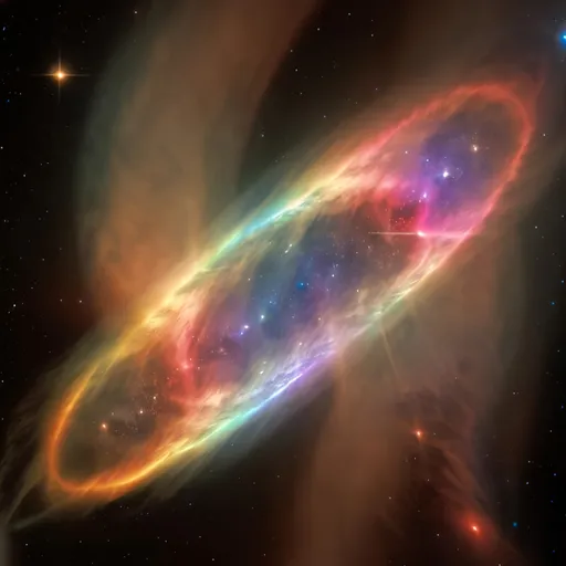 Prompt: A rainbow hourglass nebula
