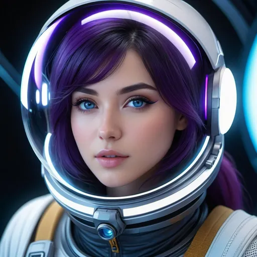 Prompt: {{UHD 8k 64k professional closeup highest quality best award-winning masterful stylized fantasy comic abstract style digital character-design masterpiece}} :: {{{{hyperrealistic hyperdetailed aesthetic attractive stunning feminine intense young adult forgotten-moon-colony spacefarer-woman love gazing directly at camera with dark purple hair and lightblue eyes wearing a retrofuturistic full spacesuit with glass-helmet}}} :: perfect cinematic composition with perfect vibrant vivid colorpalette and perfect shadows and perfect reflections from hyperrealistic perfect dramatic cinematic volumetric raytraced lighting, rtx, dlsr, depth of field, 30mm lens, 1/250s, f/2.8, ISO 300, trending on instagram and artstation, sensual feminine essence --q 2 --s 500