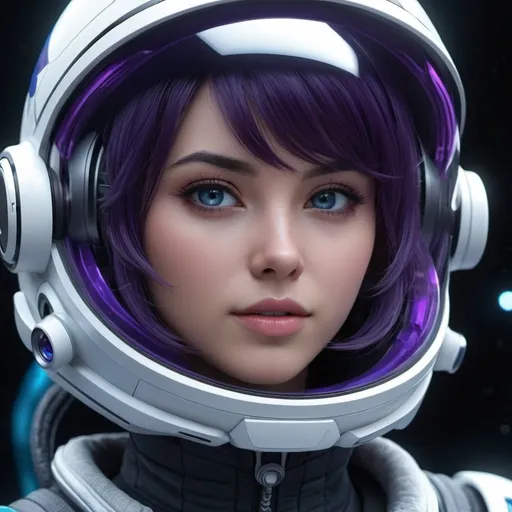 Prompt: {{UHD 8k 64k professional closeup highest quality best award-winning masterful stylized anime style digital character-design masterpiece}} :: {{{{hyperrealistic hyperdetailed aesthetic attractive stunning feminine intense young adult forgotten-moon-colony spacefarer-woman love gazing directly at camera with dark purple hair and lightblue eyes wearing a retrofuturistic full spacesuit with glass-helmet}}} :: hyperrealistic perfect dramatic cinematic volumetric raytraced lighting, rtx, dlsr, depth of field, 30mm lens, 1/250s, f/2.8, ISO 300 --q 2 --s 500