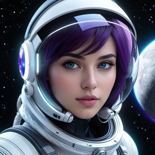 Prompt: {{UHD 8k 64k professional closeup highest quality best award-winning masterful stylized fantasy comic abstract style digital character-design masterpiece}} :: {{{{hyperrealistic hyperdetailed aesthetic attractive stunning feminine intense young adult forgotten-moon-colony spacefarer-woman love gazing directly at camera with dark purple hair and lightblue eyes wearing a retrofuturistic full spacesuit with glass-helmet}}} :: hyperrealistic perfect dramatic cinematic volumetric raytraced lighting, rtx, dlsr, depth of field, 30mm lens, 1/250s, f/2.8, ISO 300, trending on instagram and artstation, sensual feminine essence --q 2 --s 500