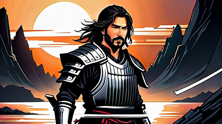 Prompt: (((Dan mumford))), screenprinting of ultra detailed portrait of Jhon wick as a samurai in metallic black and silver armor. high quality cell shaded illustration in post apocalyptic style by dan mumford, ((full body)), dynamic pose, perfect anatomy, centered, freedom, soul, silver long hair, approach to perfection, cell shading, 4k , cinematic dramatic atmosphere, watercolor painting, global illumination, detailed and intricate environment, artstation, concept art, fluid and sharp focus, volumetric lighting, cinematic lighting, Art by dan mumford,