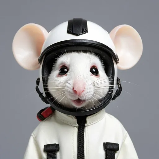 Prompt: White mouse with helmet