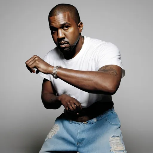 Prompt: Kanye West fighting soul cyberblue Kanye West