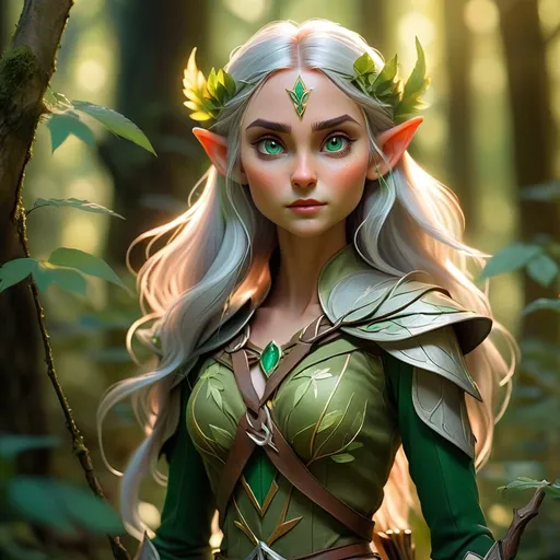 Prompt: Elf ranger in a mystical forest around sunlight fight with Here sister 