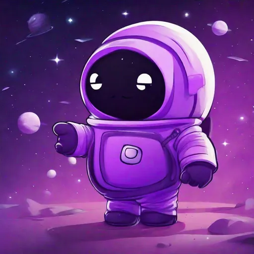 Prompt: Among us purple character in space cute