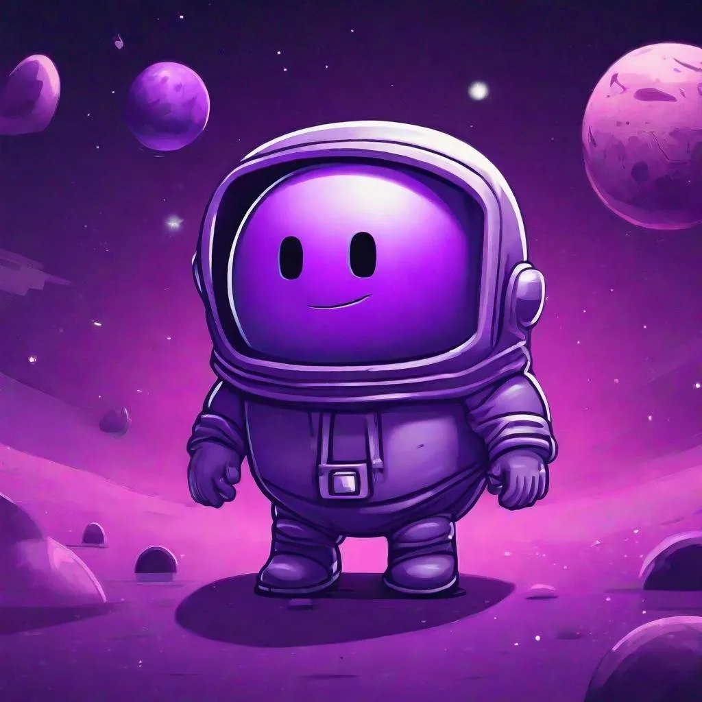 Prompt: Among us purple character in space