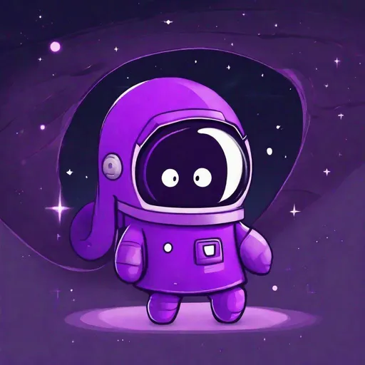 Prompt: Among us purple character in space
