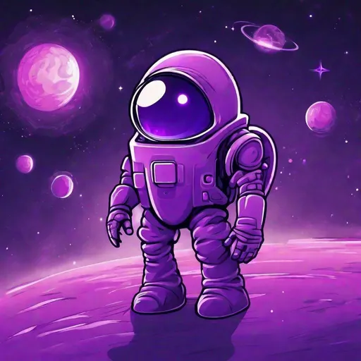 Prompt: Among us purple character in space