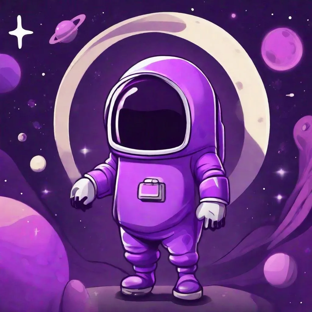 Prompt: Among us purple character in space