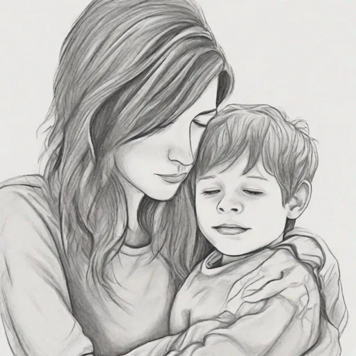 Prompt: Draw a picture that expresses the heart of a mother who misses her cute son so much.  My son is in high school, so draw it in a way he will like.