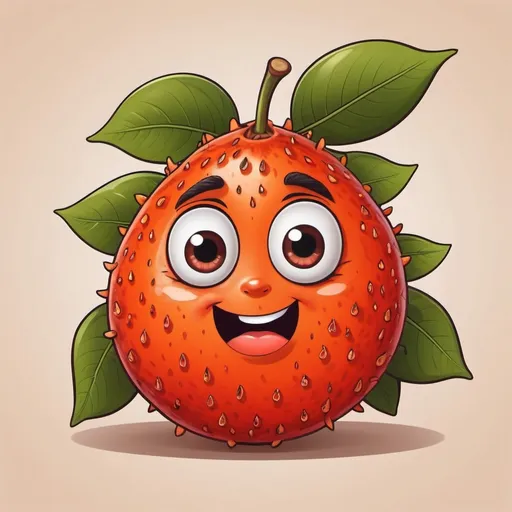 Prompt: Gac fruit in cartoon